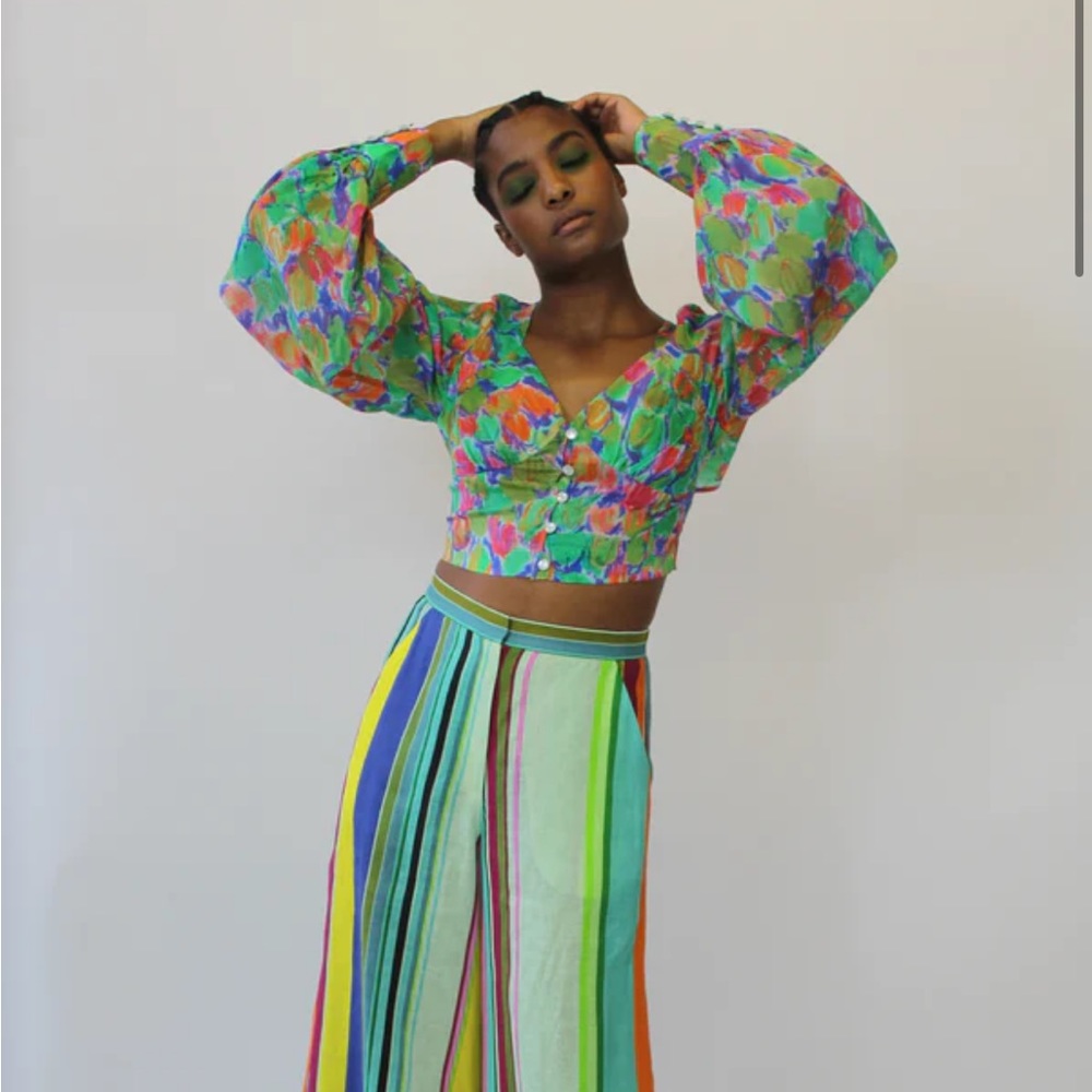 Floral Watercolour Cropped Bodice Blouse